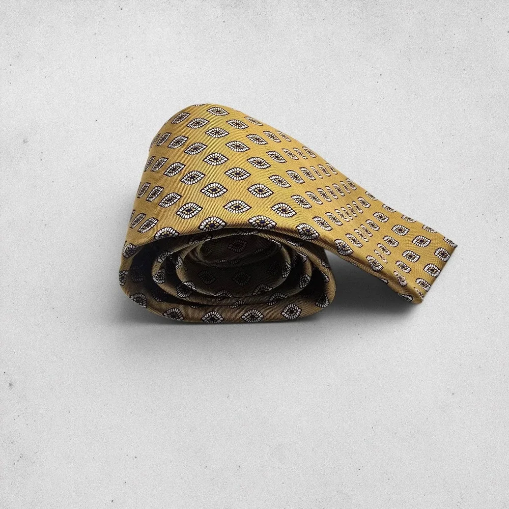 Jos.‎ A. Bank Executive Collection Gold Geometric Medallion 100% Silk Tie Mens